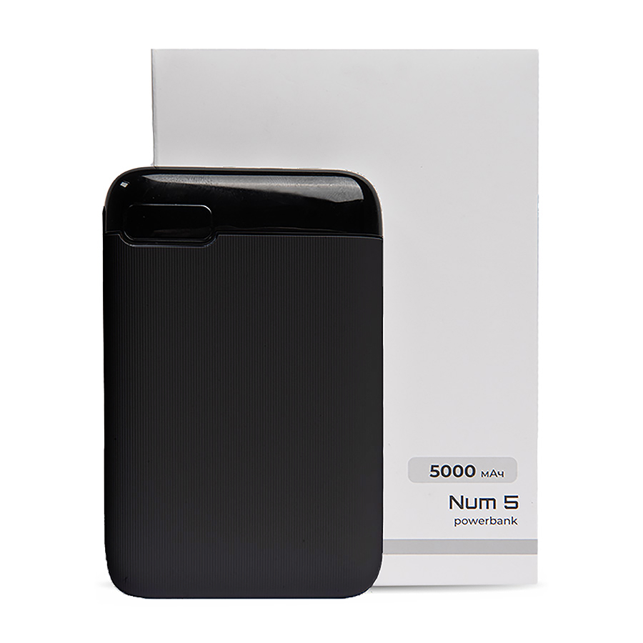 Универсальный аккумулятор Num 5 (5000 мАч), черный, 10,2х6.3х1,2 см, черный-4