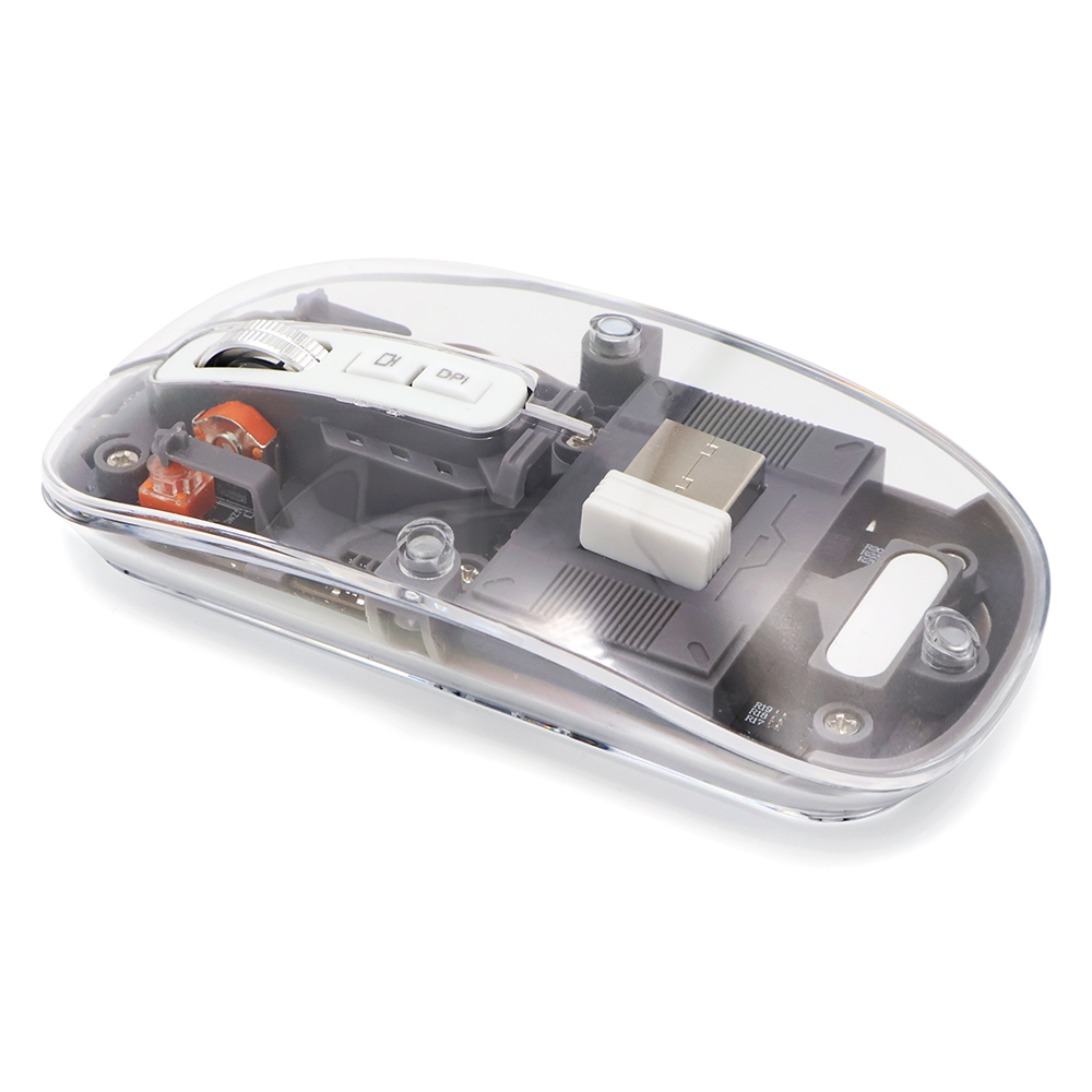 Мышь компьютерная беспроводная прозрачная Crystal, Черный-1