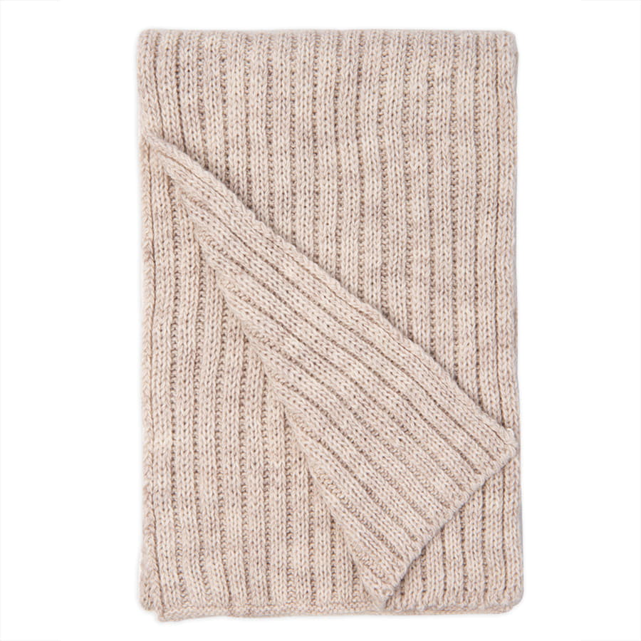 Шарф вязаный НАСВЯЗИ© шерсть/акрил, бежевый-1