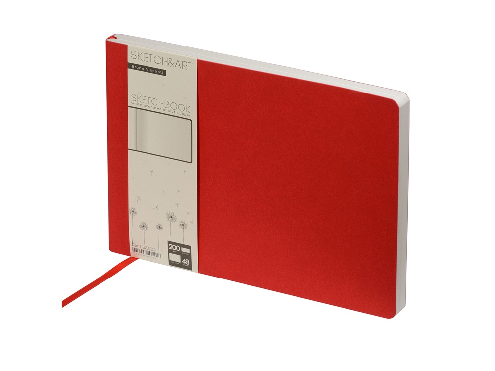 Скетчбук Sketch & Art в мягком переплете 250х179 мм, 48 л. белой бумаги 200 гр., красный-0