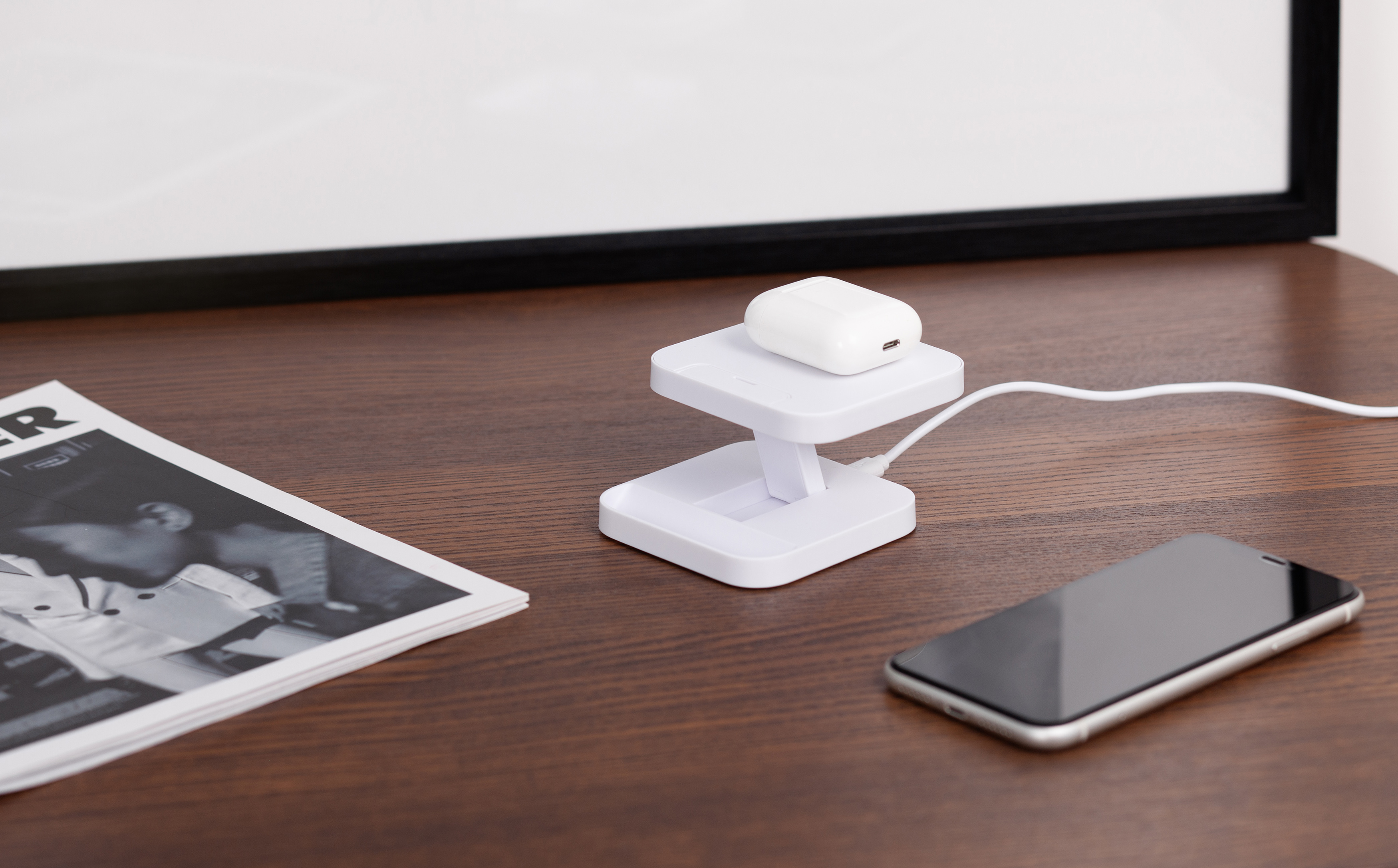 Складная настольная подставка "Flex" с беспроводным (15W) зарядным устройством-2