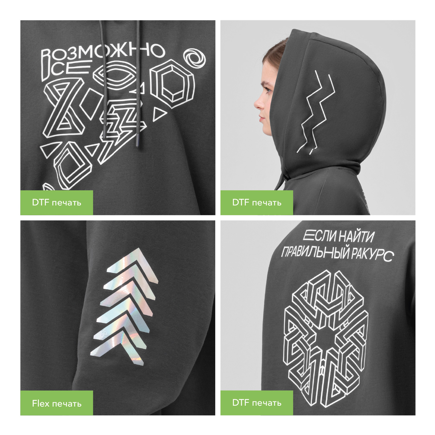 Худи с капюшоном, унисекс ALEX антрацит-10