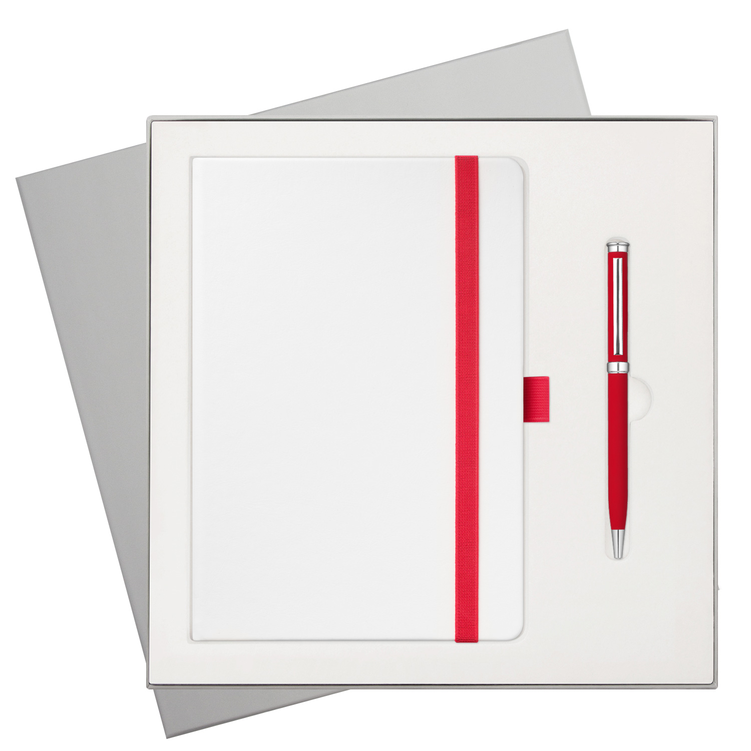 Подарочная коробка с ложементом для ежедневника и ручки, серая-4