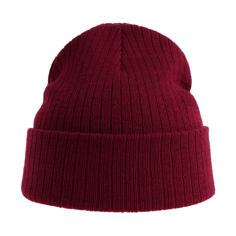 Шапка вязаная RIO с отворотом из материала rPET/рециклированного полиэстера, бордовый-4