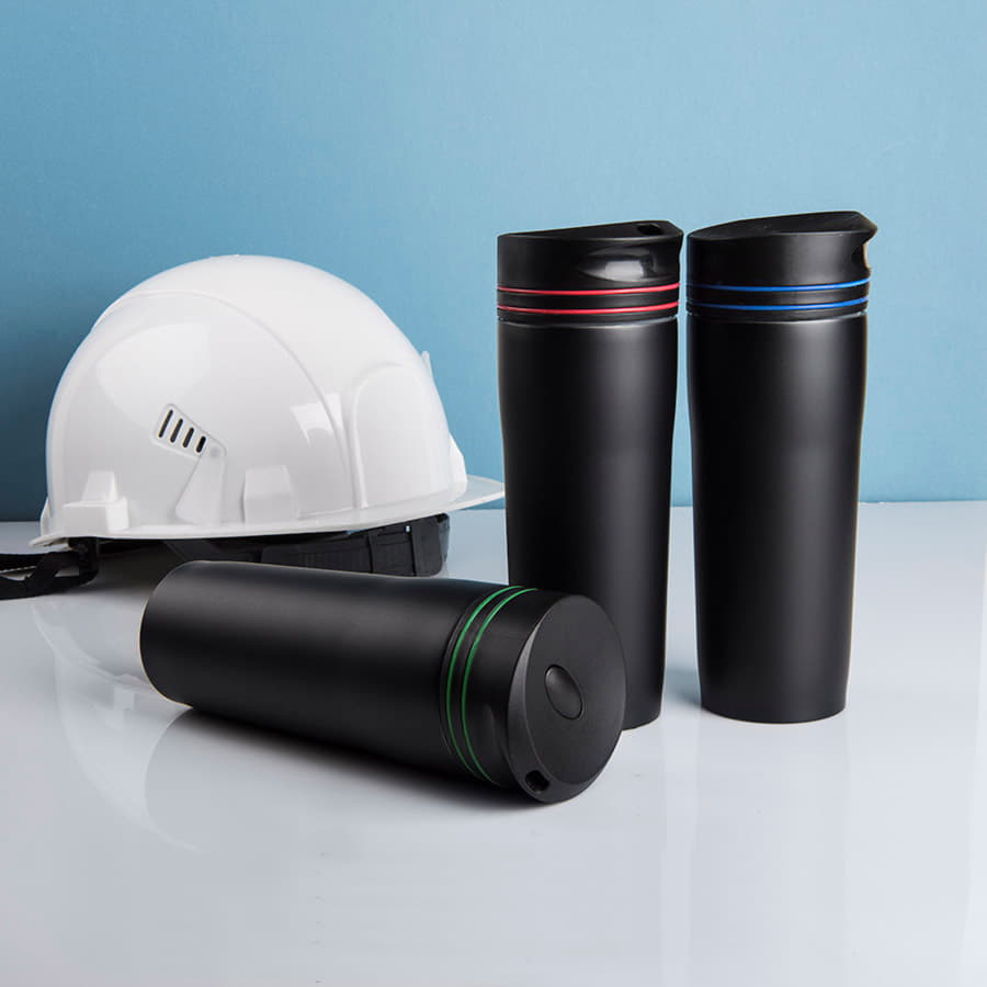 Термокружка вакуумная STRIPE, 380 мл, черный, зеленый-3