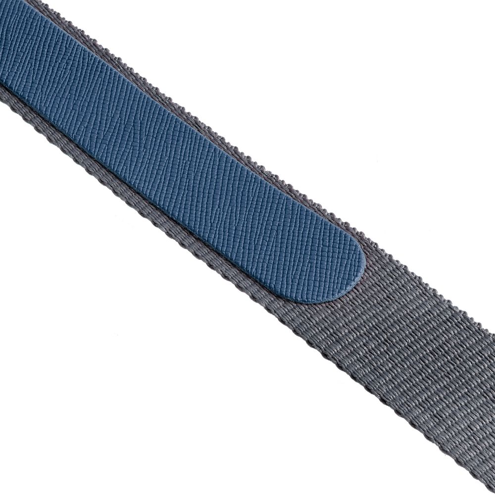 Лента для бейджа с ретрактором Devon, серая с синим-2