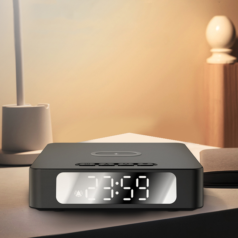 Часы с беспроводной зарядкой Raven 3в1, Черный-3