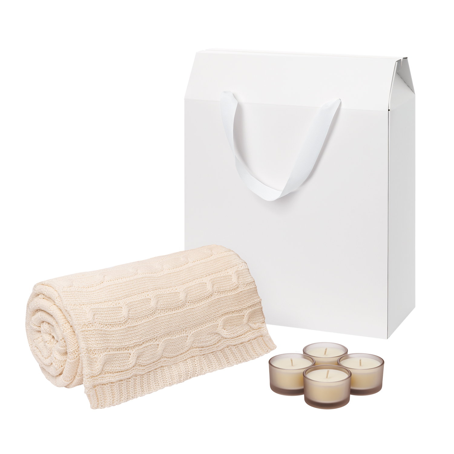 Подарочный набор Сенто (Sento), Фадо (Fado), бежевый (свечи, плед)-0