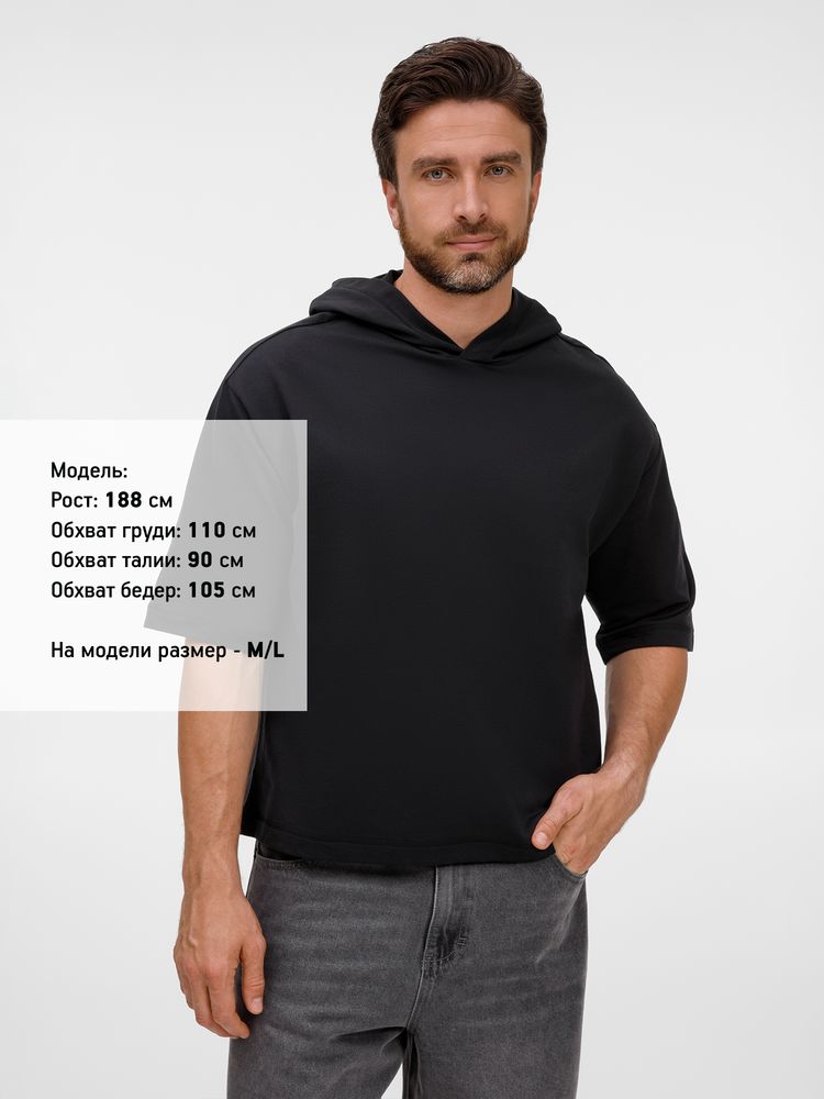 Футболка оверсайз унисекс с капюшоном Neofit, черная-4