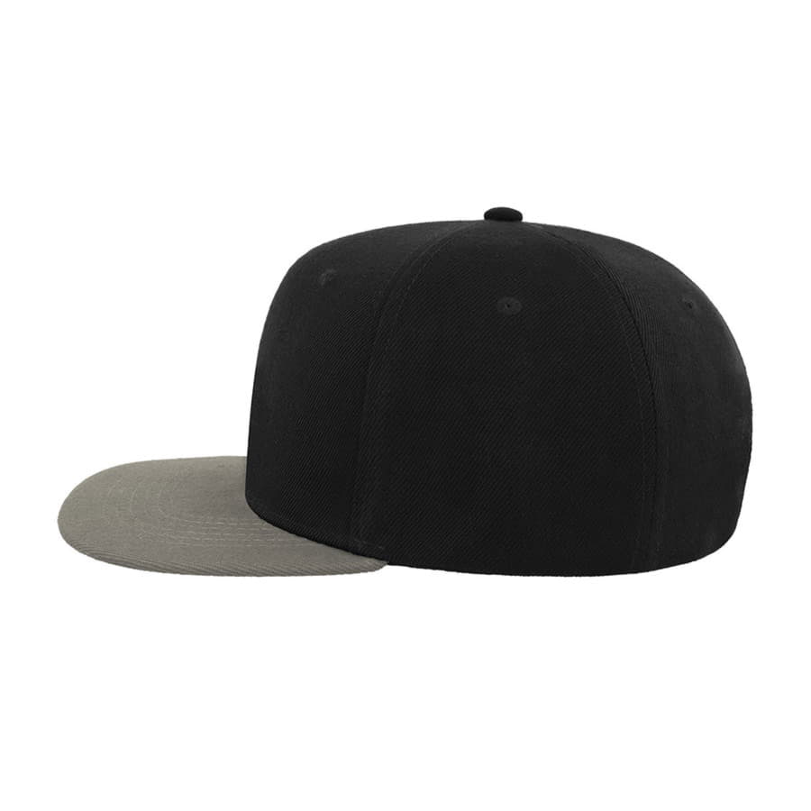 Бейсболка SNAP BACK, 6 клиньев, пластиковая застежка, черный, серый-3