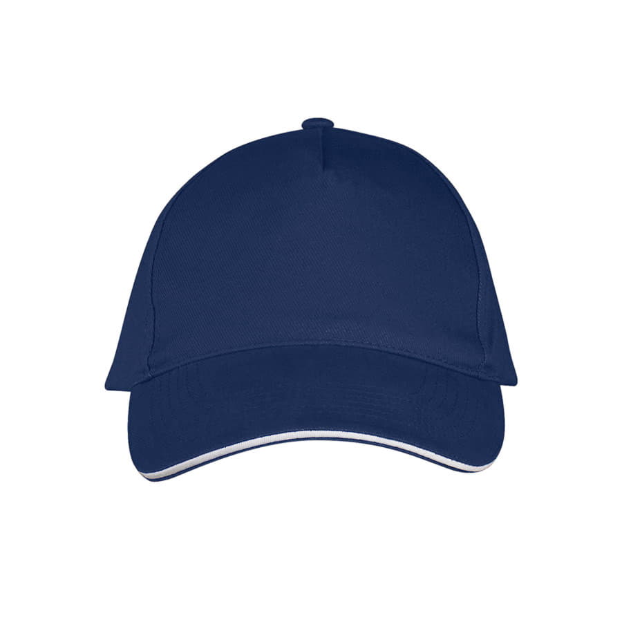 Бейсболка LONG BEACH, 5 клиньев, металлическая застежка, темно-синий, белый-2
