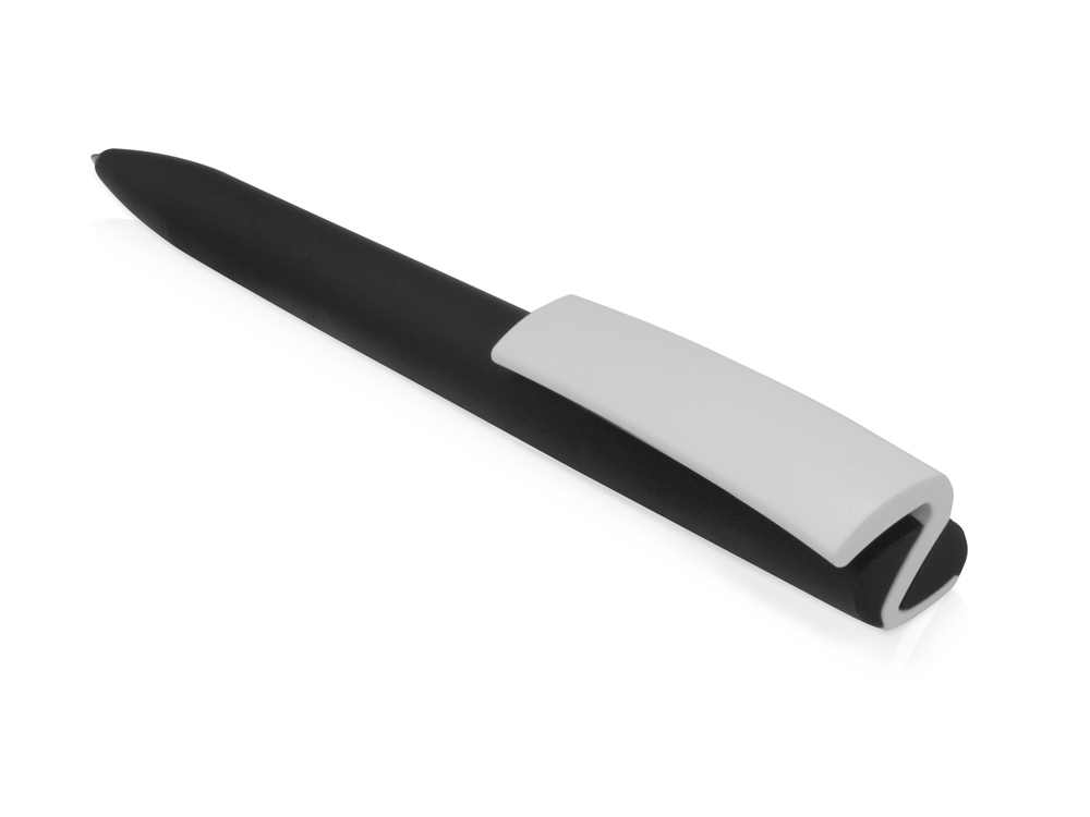Ручка пластиковая soft-touch шариковая Zorro, черный/белый-4