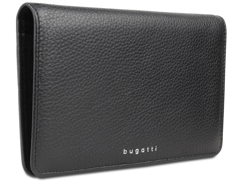 Кошелёк женский BUGATTI Lady Top, чёрный, натуральная воловья кожа, 19,5х2х11,2 см-0