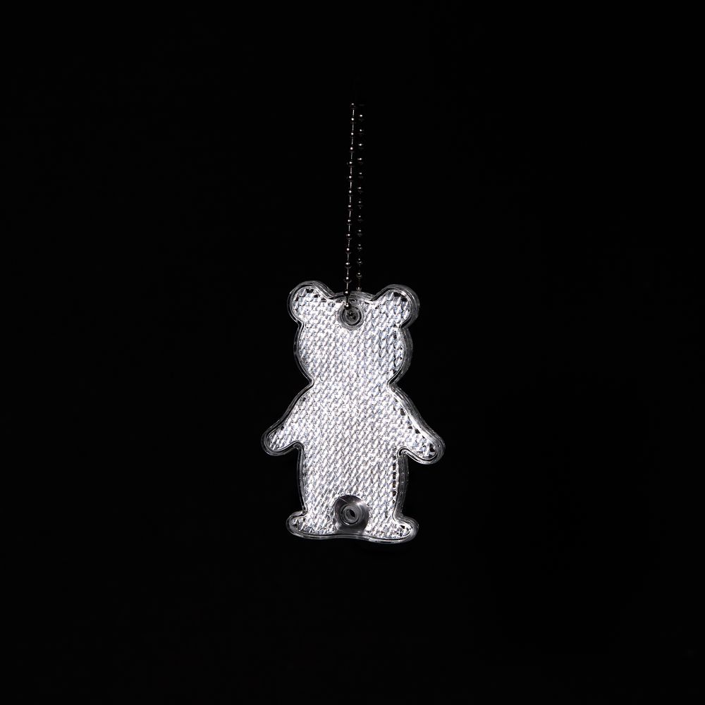 Пешеходный светоотражатель с цепочкой «Мишка», белый-1