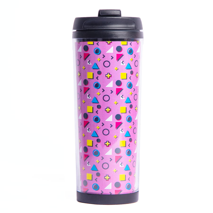 Термокружка PLAN под полиграфическую вставку,  350 мл, прозрачный, черный-3