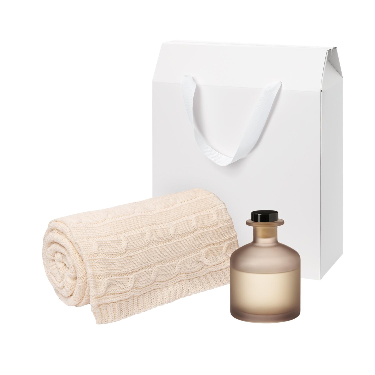 Подарочный набор Мизу (Mizu), Фадо (Fado), бежевый (диффузор, плед)-0