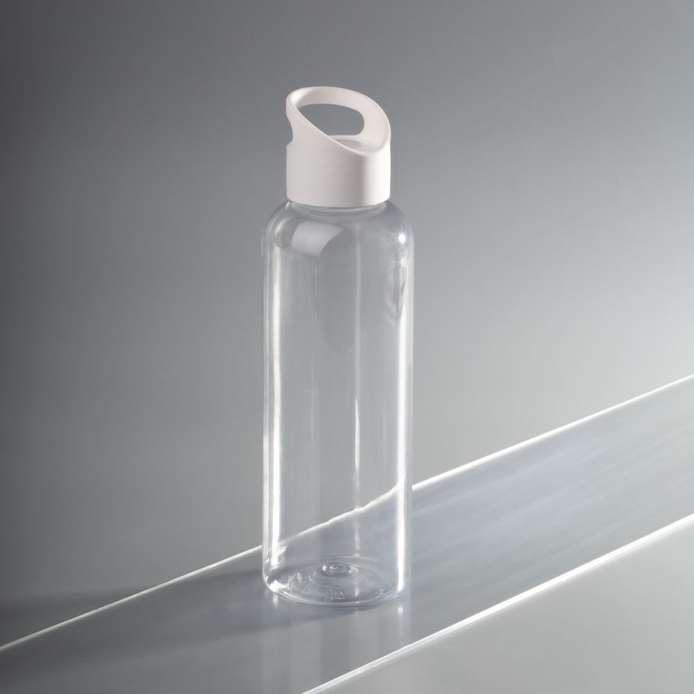 Бутылка для воды Plaske, прозрачная с белой крышкой-5