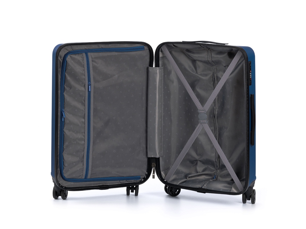 Чемодан TORBER Caspian, тёмно-синий, ABS-пластик, 43 х 26 х 68 см, 64 л-3