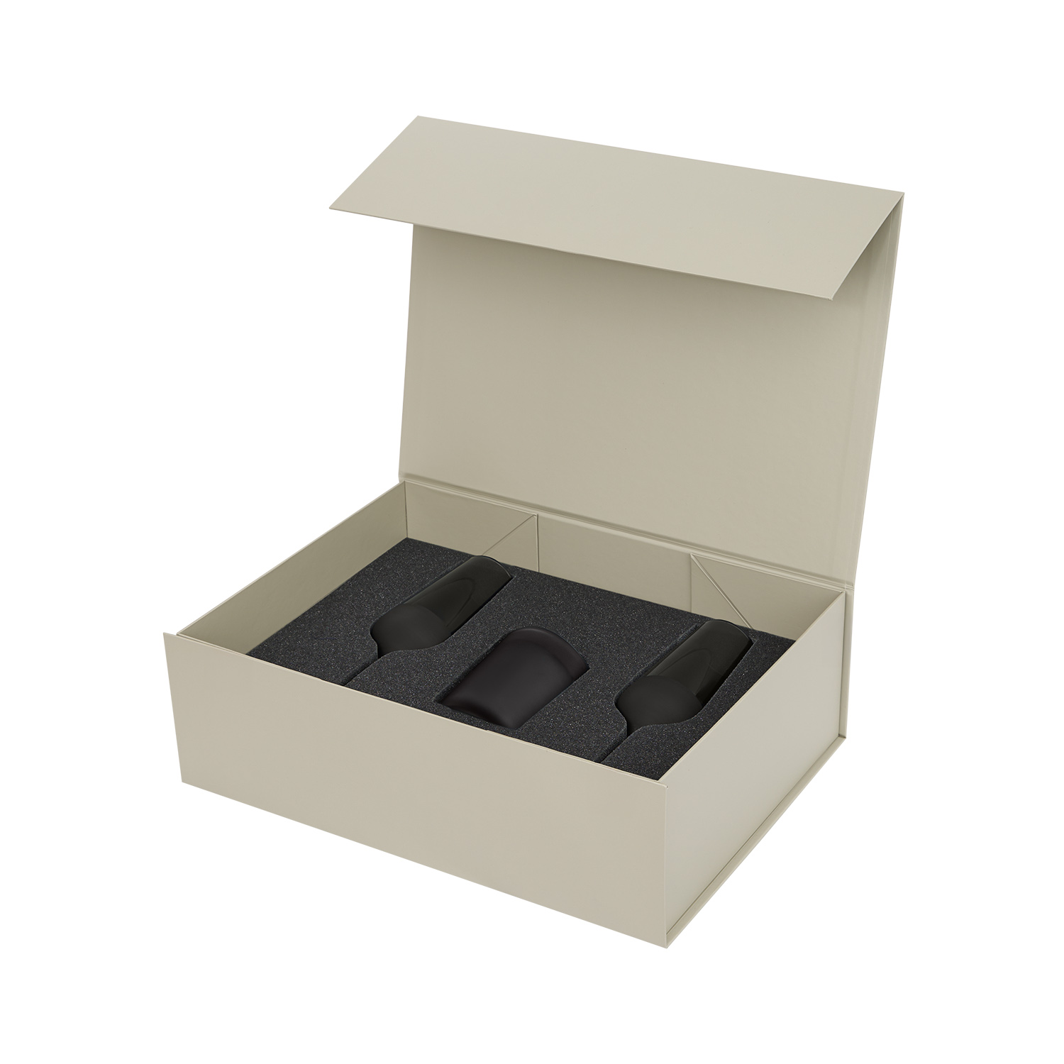 Подарочный набор свеча Enigma + 2 бокала для шампанского Black Edition в серой коробке-2