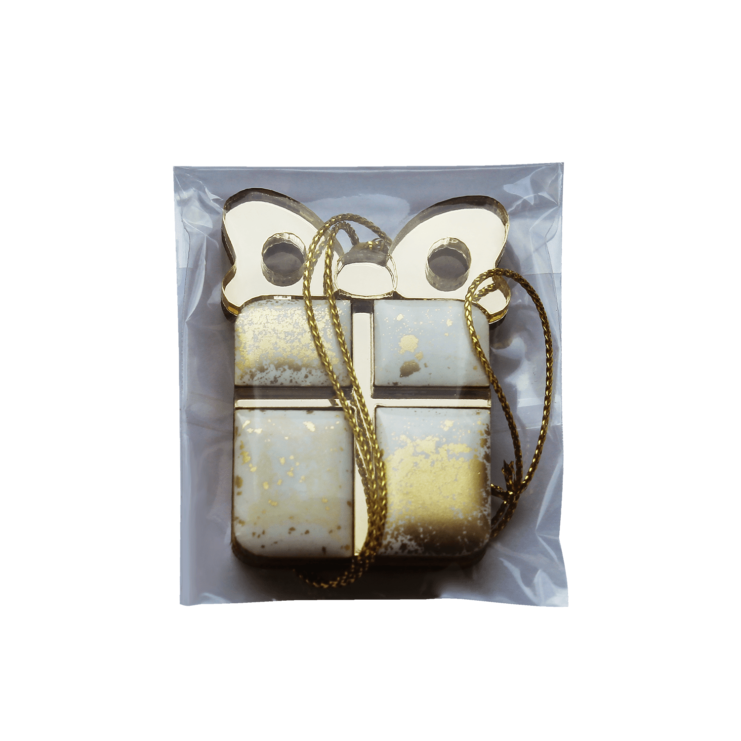 Ёлочная игрушка Подарочек (белый с золотым )-7