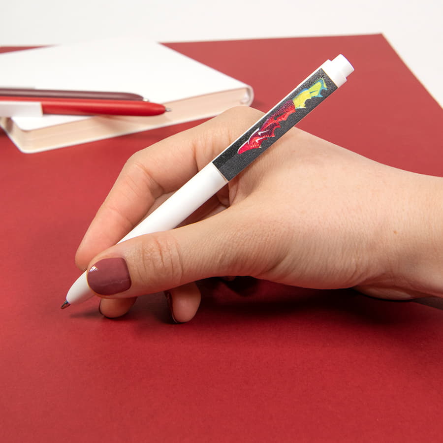 Ручка шариковая RETRO, пластик, розовый, белый-2