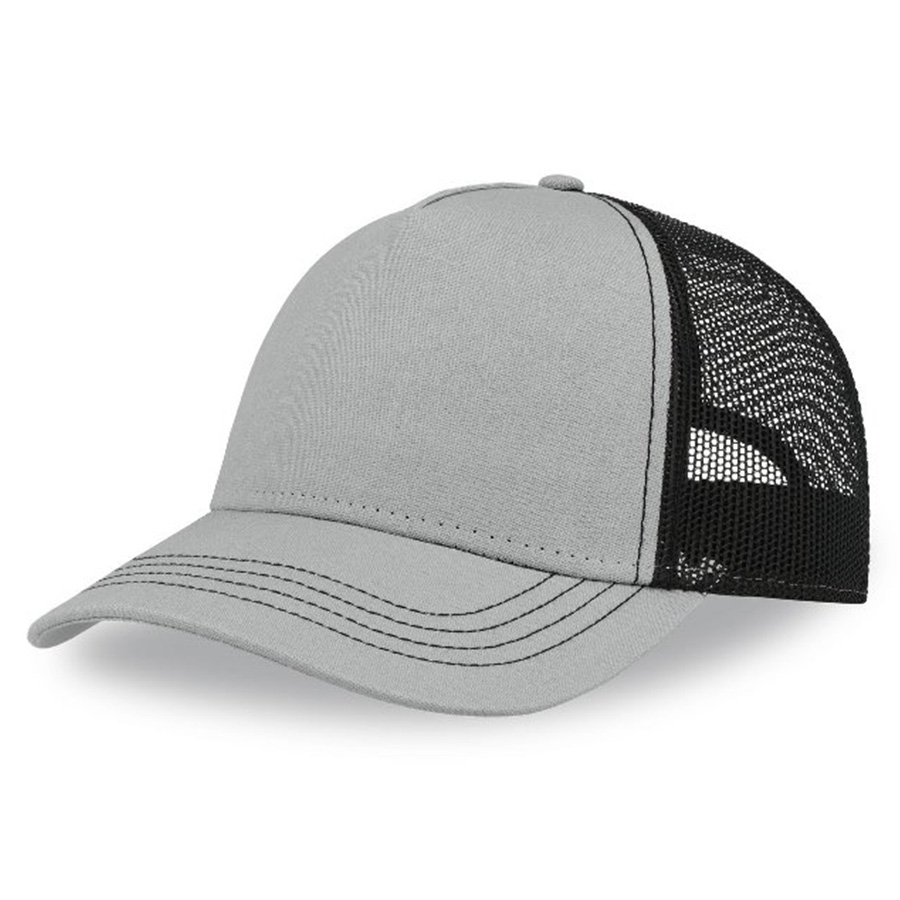 Бейсболка RAPPER CANVAS, 5 клиньев, пластиковая застёжка, серый, черный-0