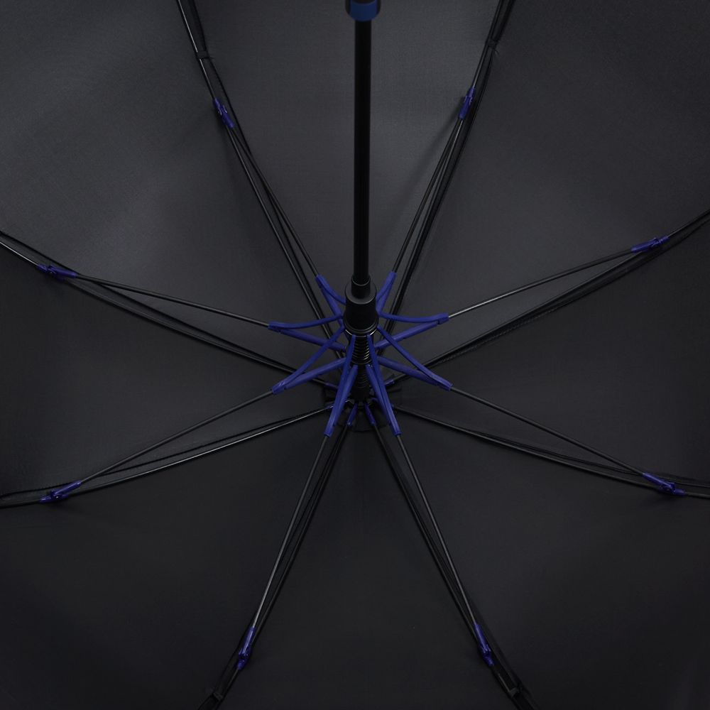 Зонт-трость Hidecolor с цветными спицами, черный с синим-1