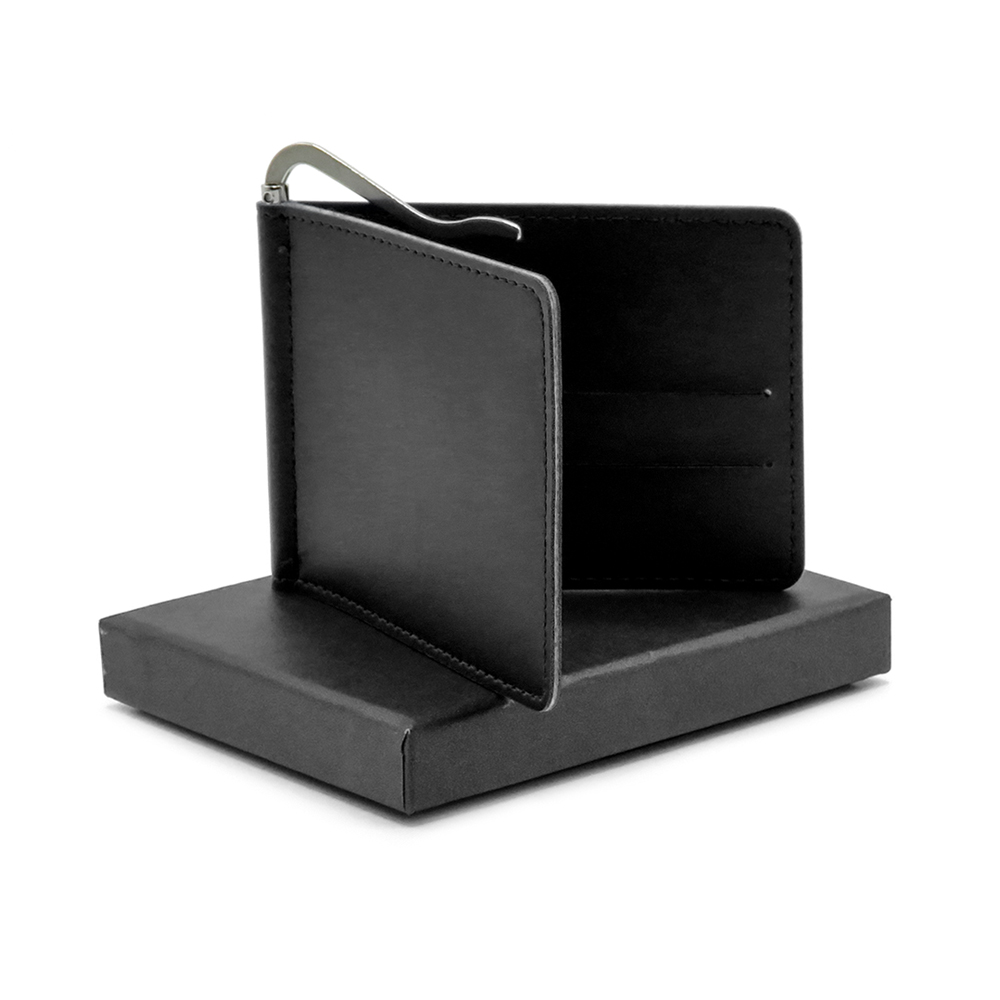 Держатель банковских карт Drogo с металлическим прижимом для купюр, Черный-1