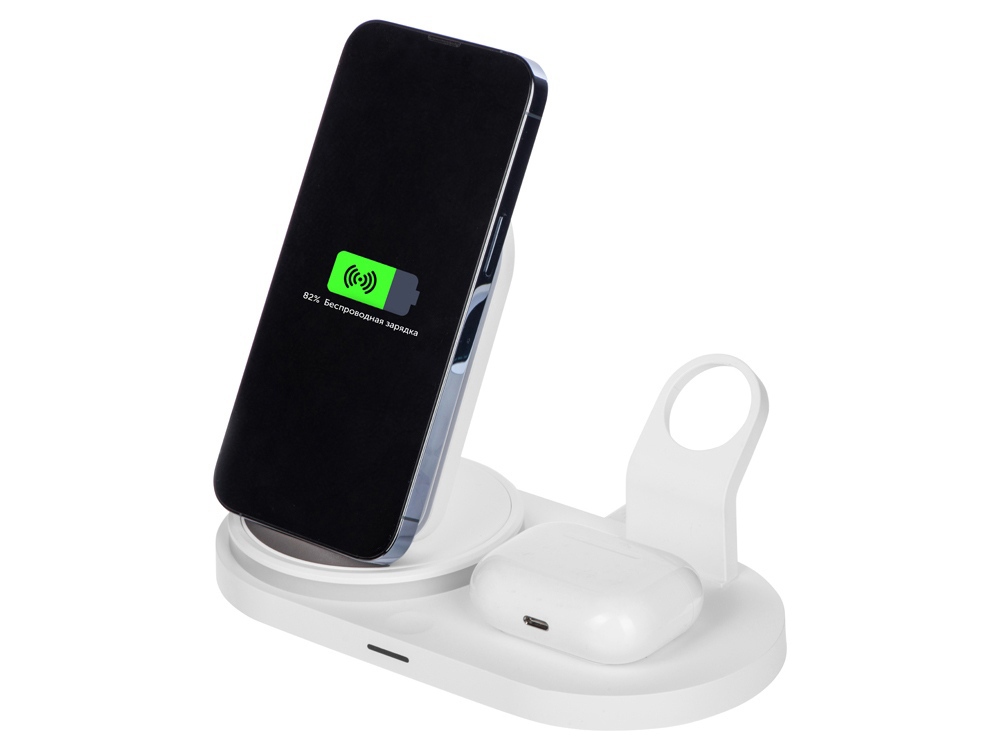 Складная зарядная станция с беспроводной зарядкой Flashport, 15 Вт, белый-4