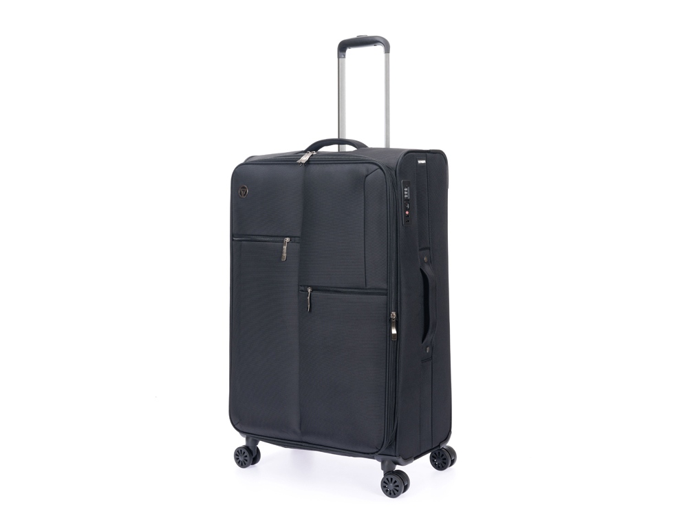 Чемодан TORBER Seyd, чёрный, нейлон 600D, 48 х 22 х 78 см, 85 л-0