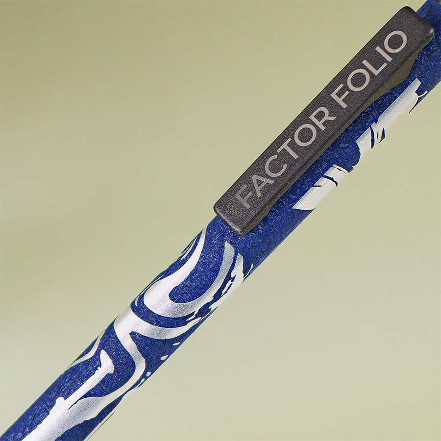 Ручка шариковая FACTOR FOLIO, синий, серебристый-1