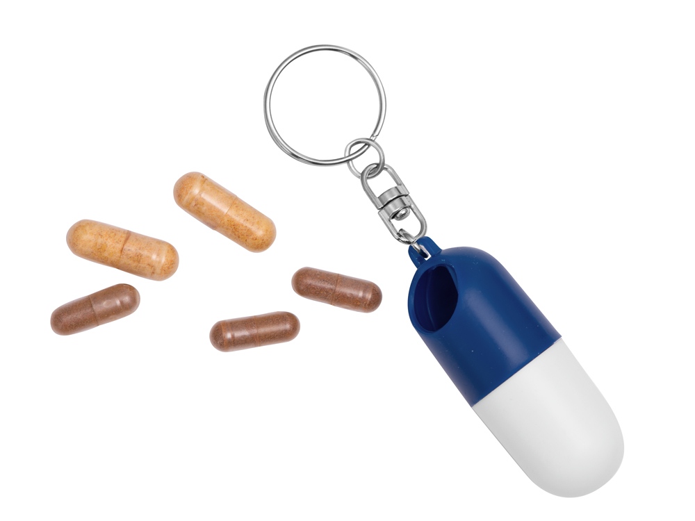 Таблетница в форме брелка Capsule, белый/синий-4