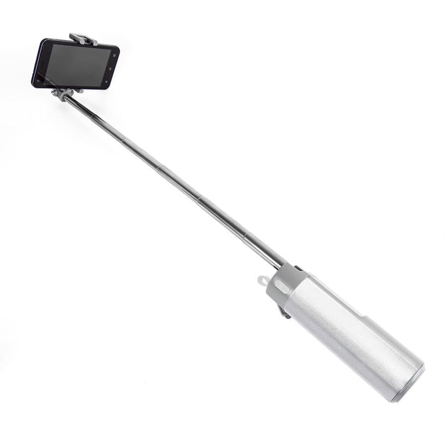 Bluetooth колонка TURBO TUBE с зарядным устройством (2000mAh) и моноподом , белый, серый-10