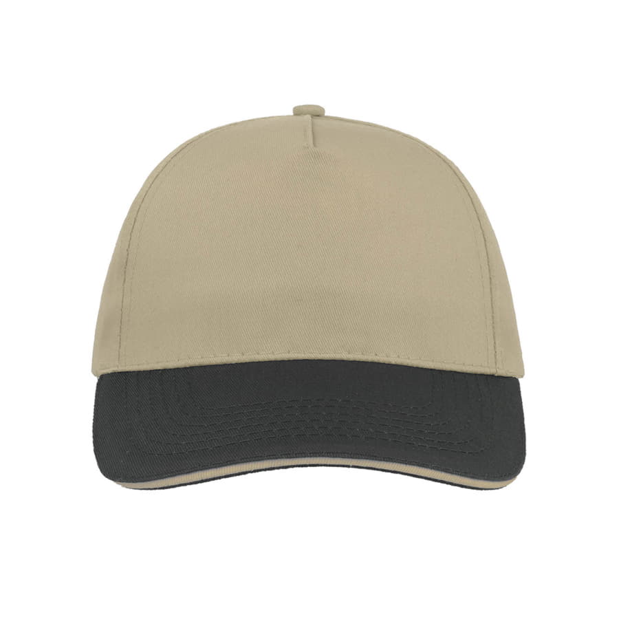 Бейсболка START FIVE SANDWICH, 5 клиньев, застежка на липучке, бежевый, темно-синий-4