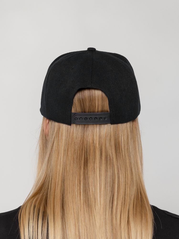 Бейсболка Snapback с прямым козырьком, черная-4