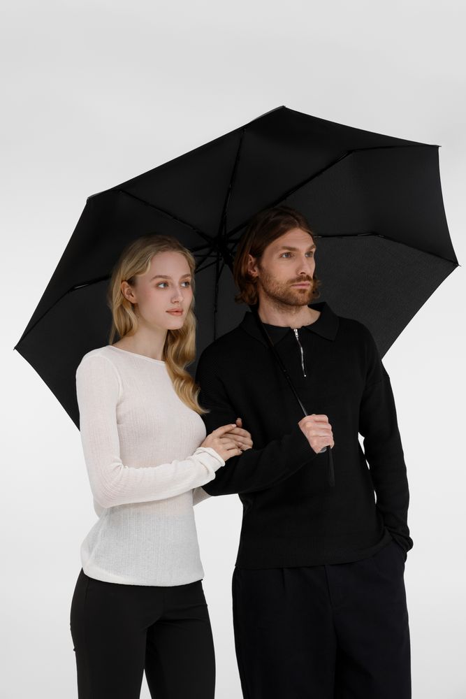 Зонт складной Fiber, черный-4