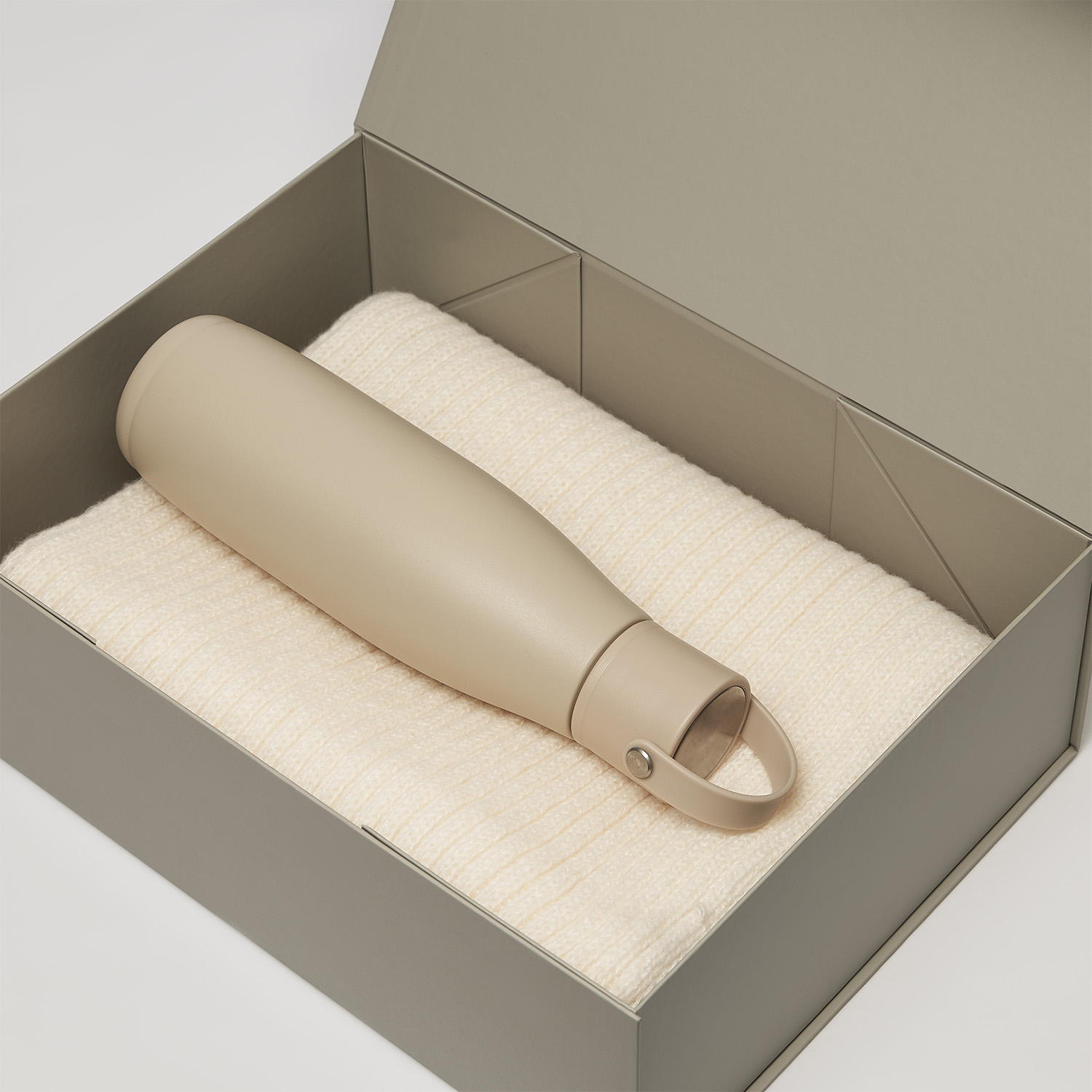 Подарочный набор Боска (Bosca), Форгес (Forges), бежевый (термобутылка, шарф)-1