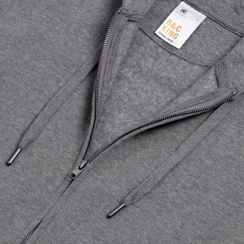 Толстовка на молнии с капюшоном унисекс King, темно-серый меланж-3