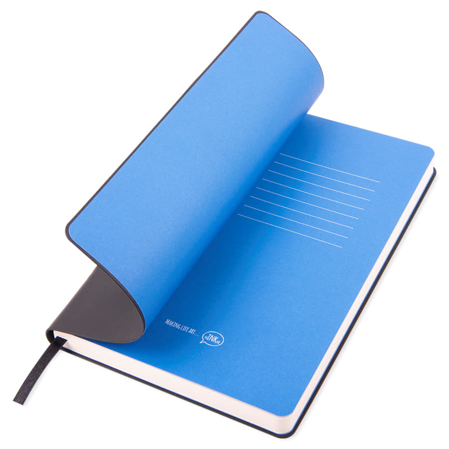 Бизнес-блокнот FUNKY, 130*210 мм, черный, голубой форзац, мягкая обложка, в линейку, черный, голубой-3