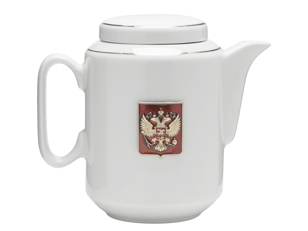 Чайный набор с подстаканником и фарфоровым чайником ЭГОИСТ-Л, золотистый/белый-2