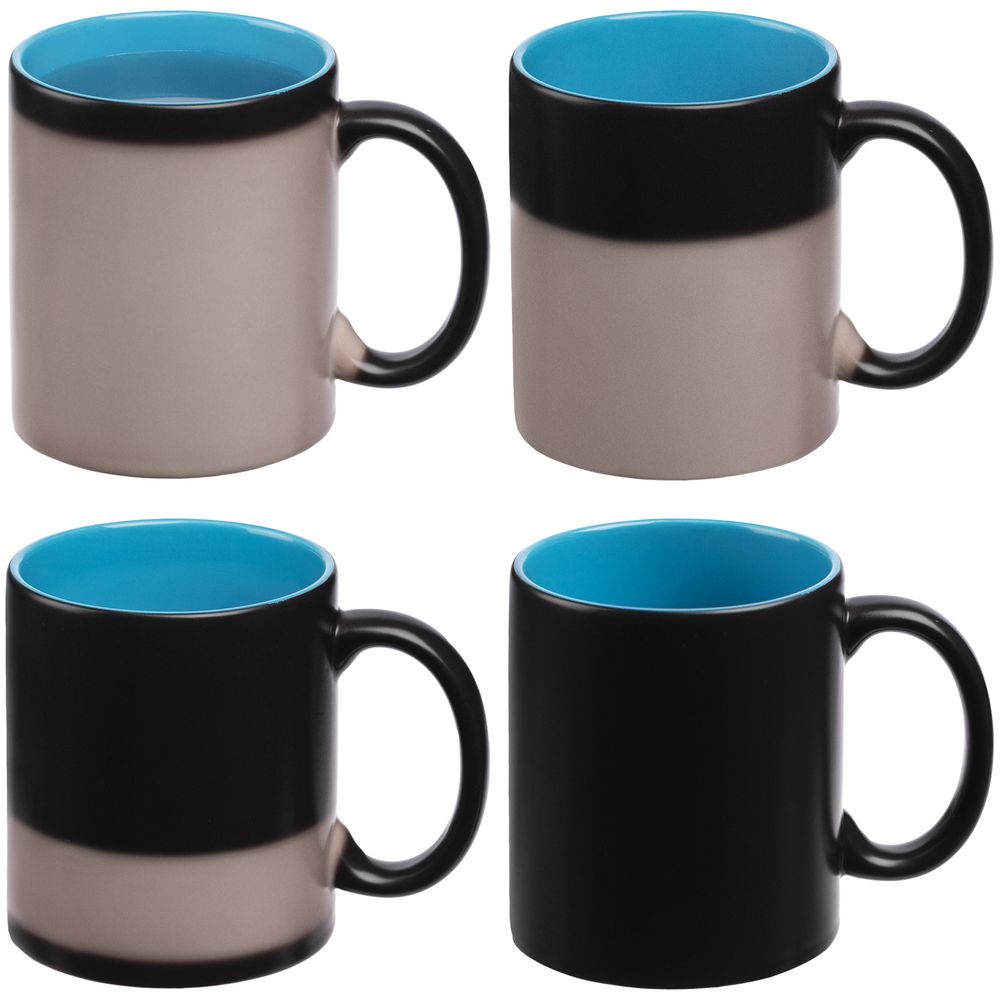 Кружка-хамелеон On Display, матовая, черная с голубым-3