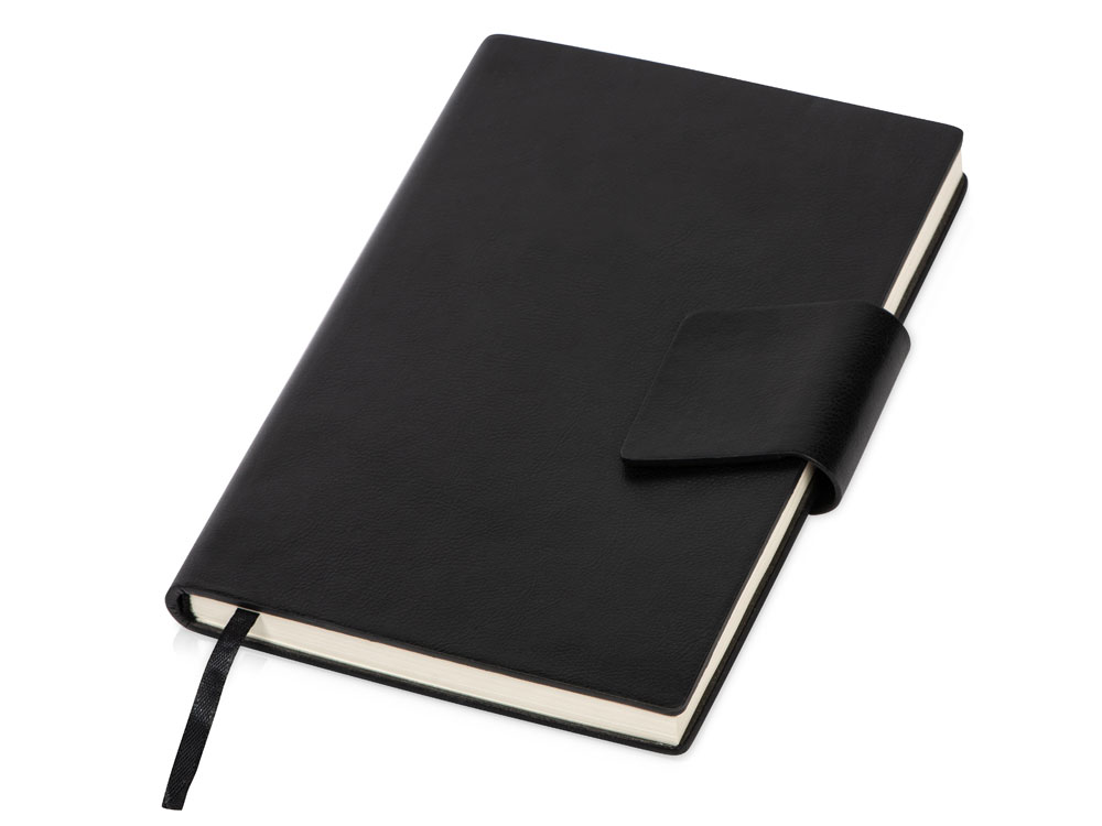 Бизнес блокнот А5 Monoi с клапаном, твердая обложка, 128 листов, черный-0