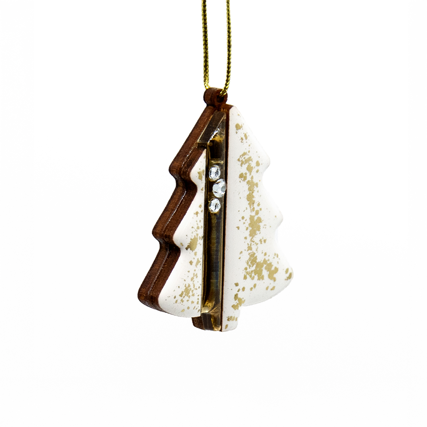 Ёлочная игрушка Ёлочка (белый с золотым )-2