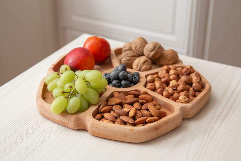 Менажница цветок, 23см, бук, светло-коричневый-1