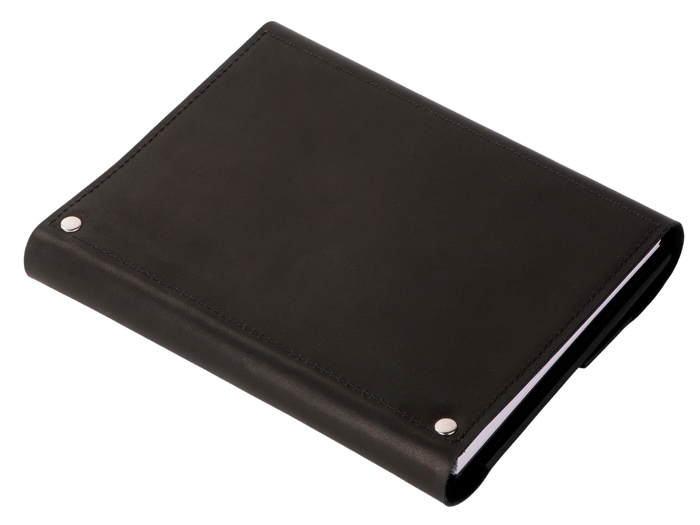 Блокнот кожаный А5 на кольцах, черный-1