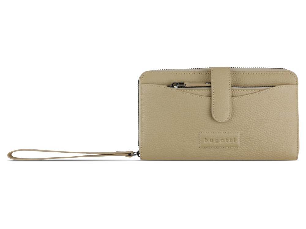 Кошелёк женский BUGATTI ЭЛЬЗА | ELSA с ключницей, с защитой данных RFID, песочного цвета, воловья кожа/полиэстер, 18,7х3х10,7 см-1