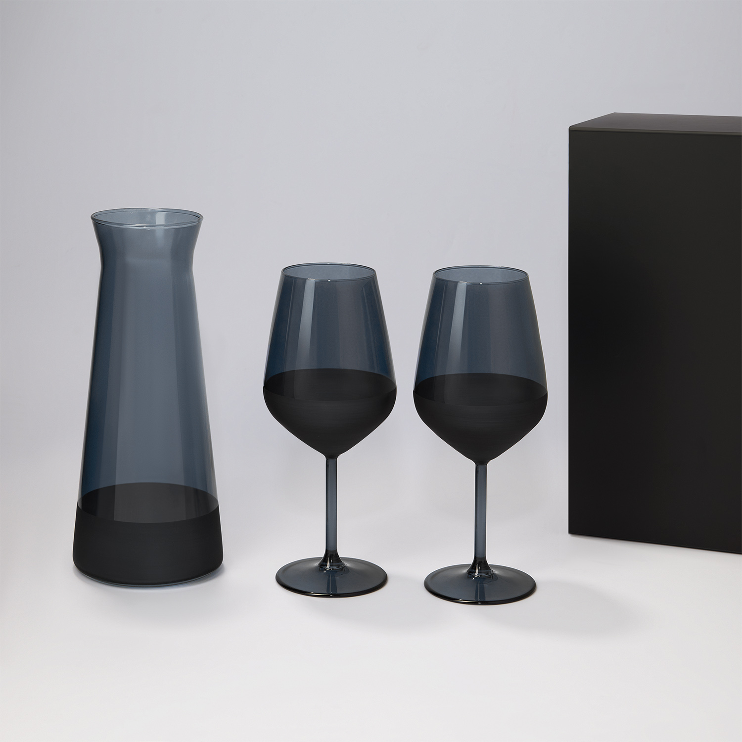 Подарочный набор декантер + 2 бокала для вина Блэк Эдишн (Black Edition) в черной коробке-0