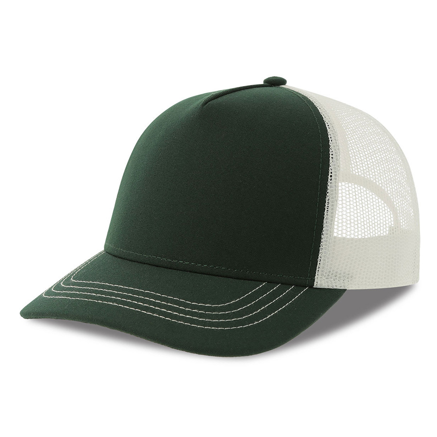 Бейсболка RAPPER CANVAS-S, 5 клиньев, пластиковая застёжка, темно-зеленый, белый-0