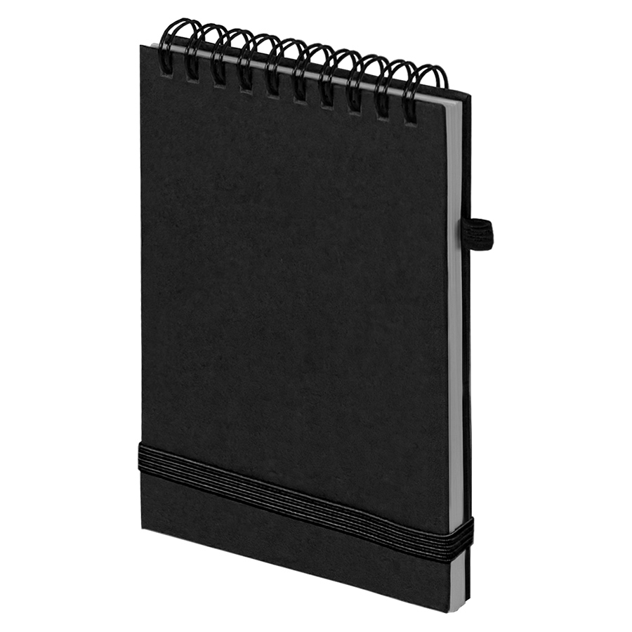 Блокнот на спирали MEMO, размер 95х145 мм, черный, блок в клетку, черный-0