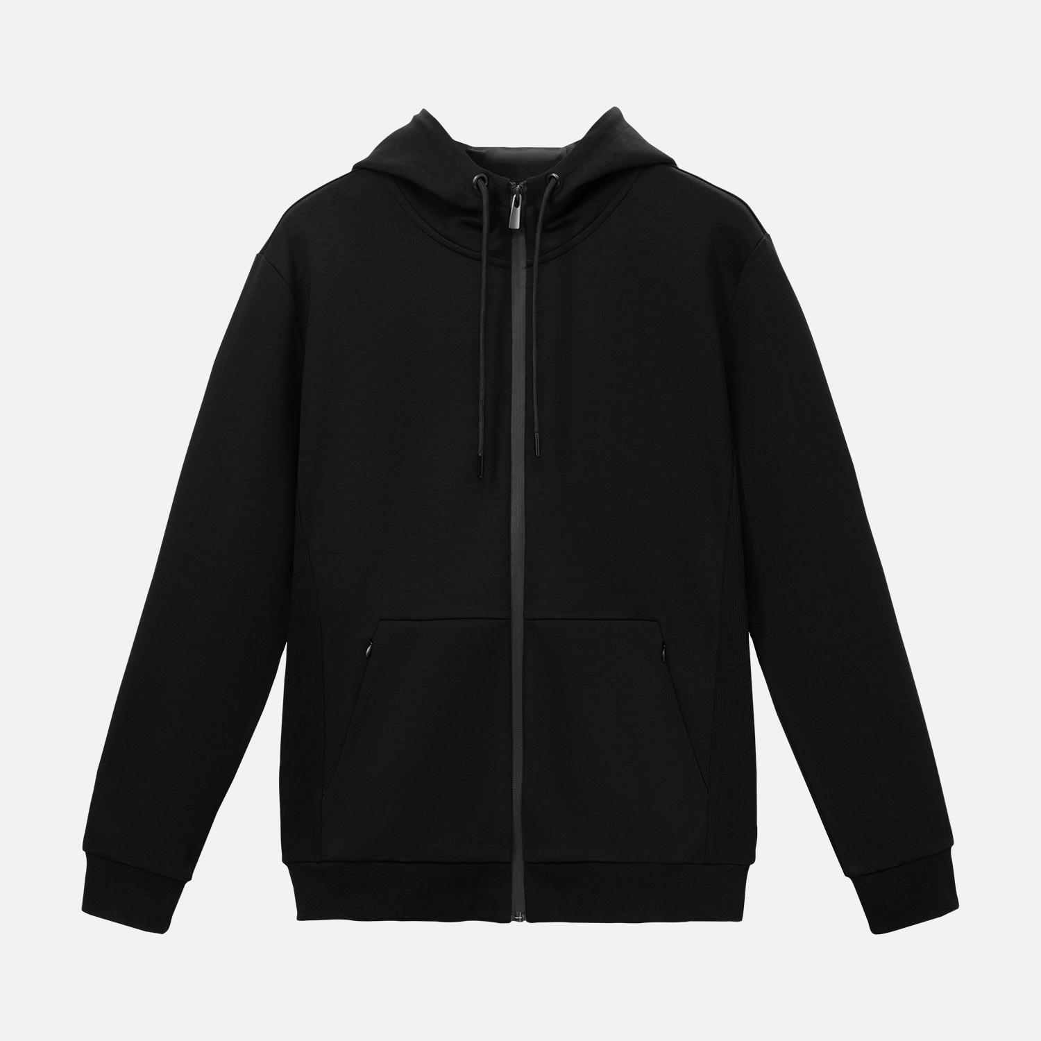 Толстовка на молнии с капюшоном MATEO черная-8